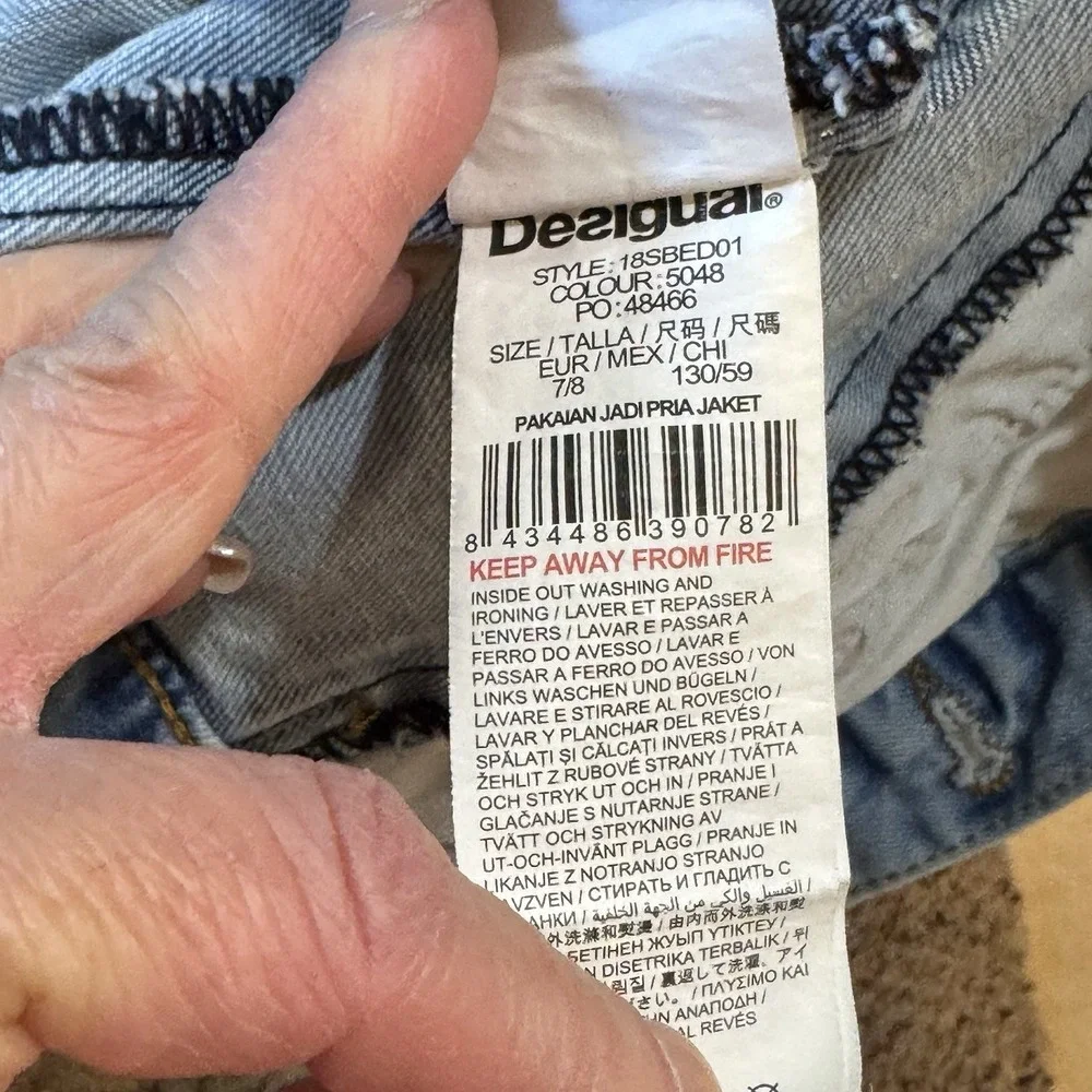 Desigual Girls 7/8 Western‎ Denim Jacket Bull Skull Embroidered Rodeo